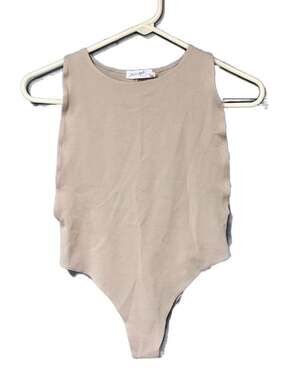 The Line by K Sola Sleeveless Muscle Bodysuit in Beige